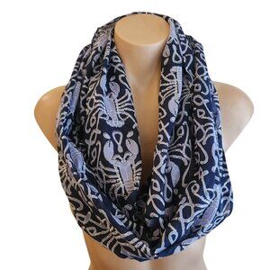 Buckethead Betties Blue Lobster Print Infinity Scarf Womens Nautical Coastal